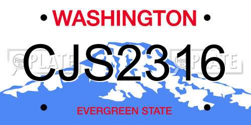 CJS2316 Washington License Plate