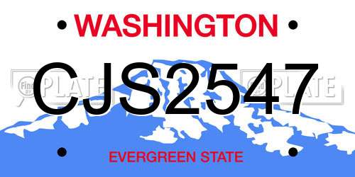 CJS2547 Washington License Plate