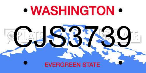 CJS3739 Washington License Plate