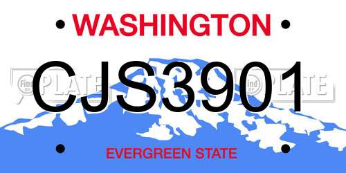 CJS3901 Washington License Plate