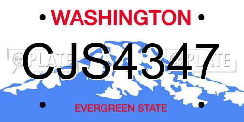 CJS4347 Washington License Plate