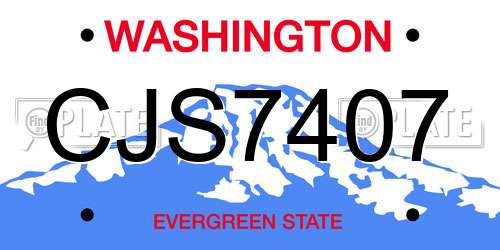 CJS7407 Washington License Plate