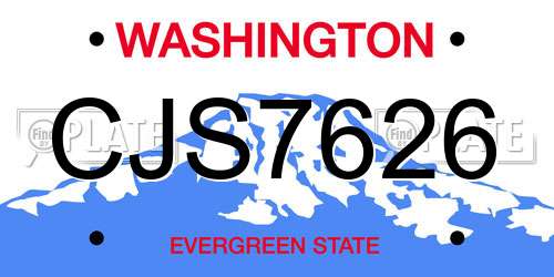 CJS7626 Washington License Plate