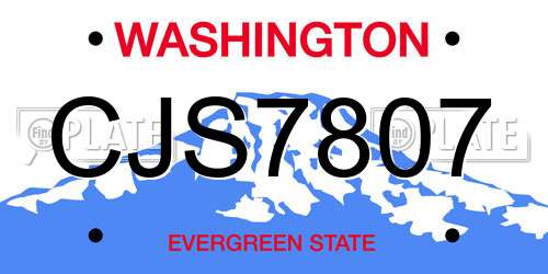 CJS7807 Washington License Plate