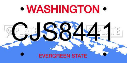 CJS8441 Washington License Plate