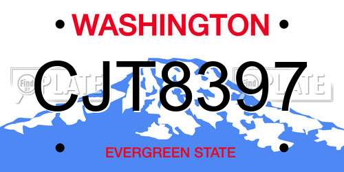 CJT8397 Washington License Plate