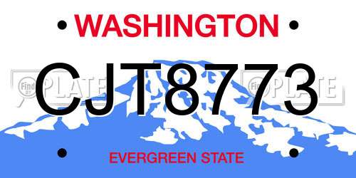CJT8773 Washington License Plate