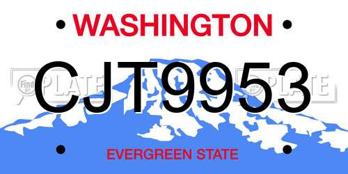 CJT9953 Washington License Plate