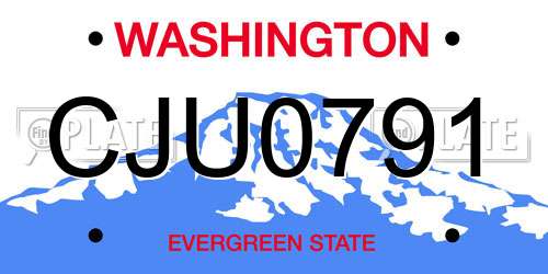 CJU0791 Washington License Plate