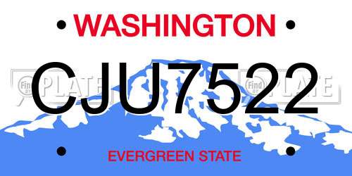 CJU7522 Washington License Plate
