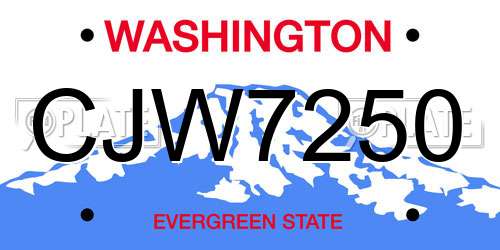 CJW7250 Washington License Plate