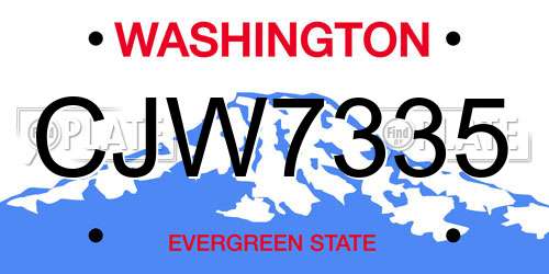 CJW7335 Washington License Plate
