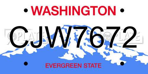 CJW7672 Washington License Plate
