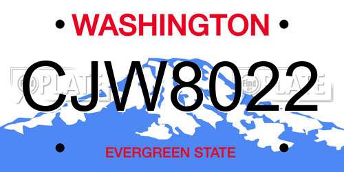 CJW8022 Washington License Plate