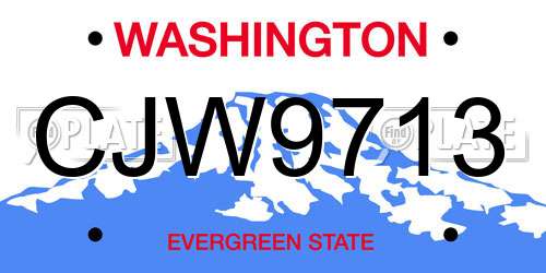 CJW9713 Washington License Plate