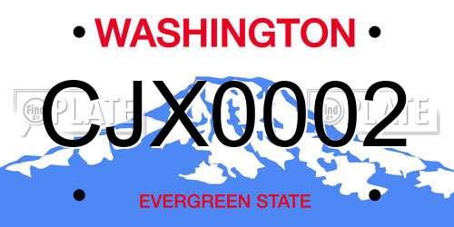 CJX0002 Washington License Plate