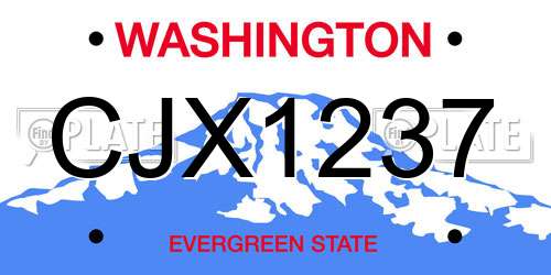 CJX1237 Washington License Plate