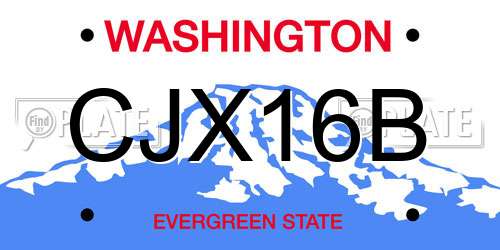 CJX16B Washington License Plate