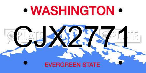 CJX2771 Washington License Plate