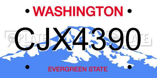 CJX4390 Washington License Plate