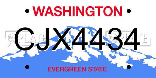 CJX4434 Washington License Plate