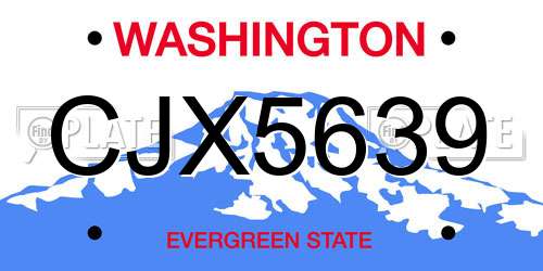 CJX5639 Washington License Plate