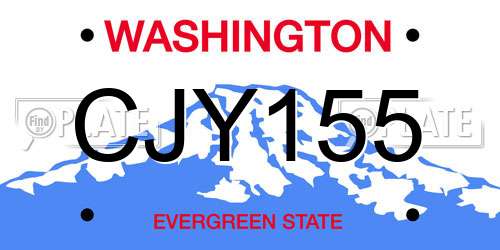 CJY155 Washington License Plate