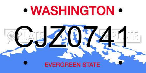 CJZ0741 Washington License Plate