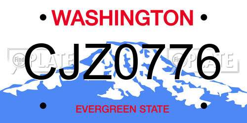 CJZ0776 Washington License Plate