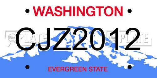 CJZ2012 Washington License Plate