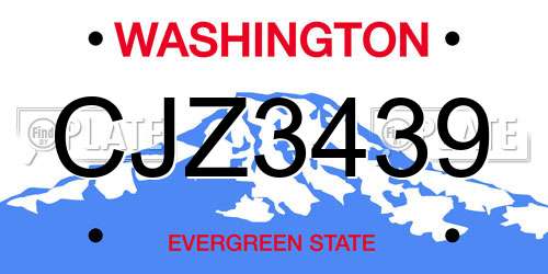 CJZ3439 Washington License Plate