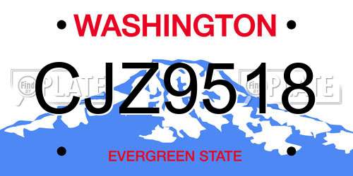 CJZ9518 Washington License Plate