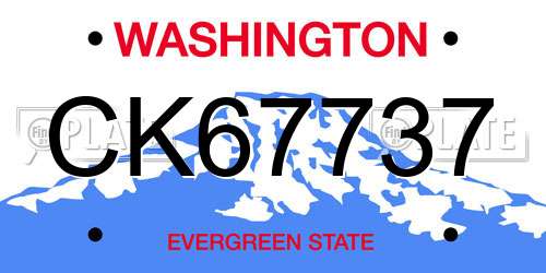 CK67737 Washington License Plate