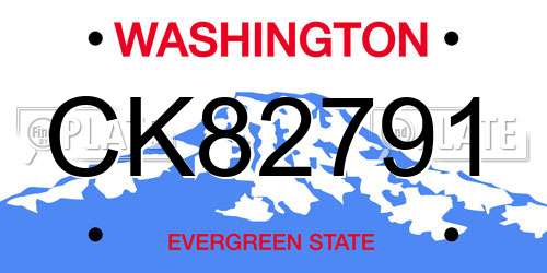 CK82791 Washington License Plate