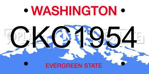 CKC1954 Washington License Plate