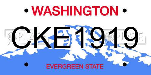 CKE1919 Washington License Plate