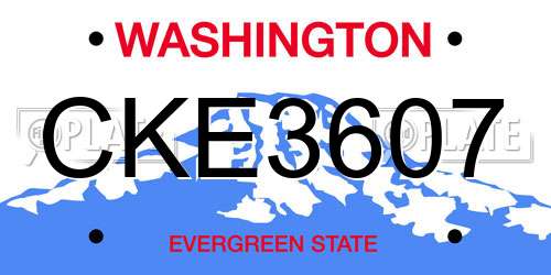 CKE3607 Washington License Plate