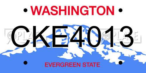 CKE4013 Washington License Plate