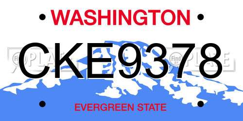 CKE9378 Washington License Plate