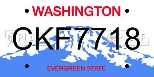 CKF7718 Washington License Plate