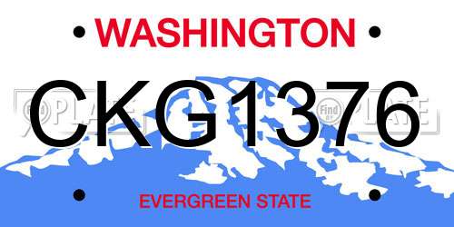 CKG1376 Washington License Plate