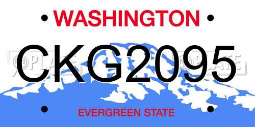 CKG2095 Washington License Plate