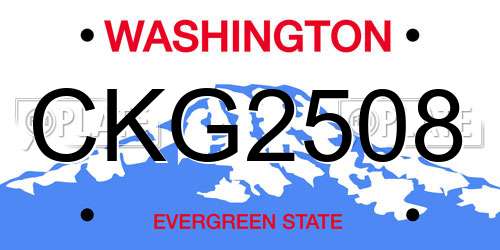 CKG2508 Washington License Plate