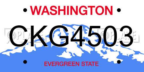 CKG4503 Washington License Plate