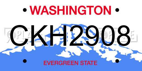 CKH2908 Washington License Plate