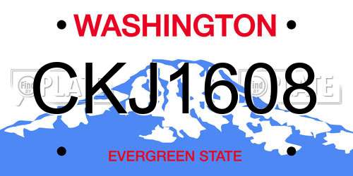 CKJ1608 Washington License Plate