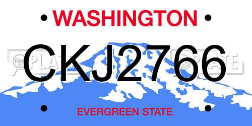CKJ2766 Washington License Plate