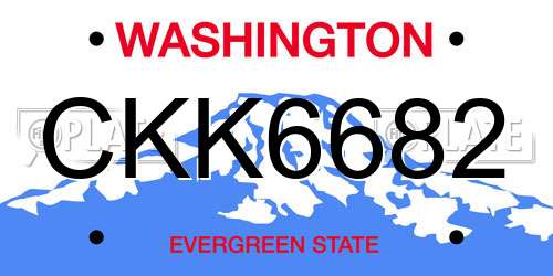CKK6682 Washington License Plate