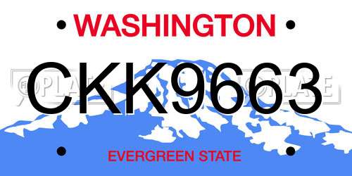 CKK9663 Washington License Plate