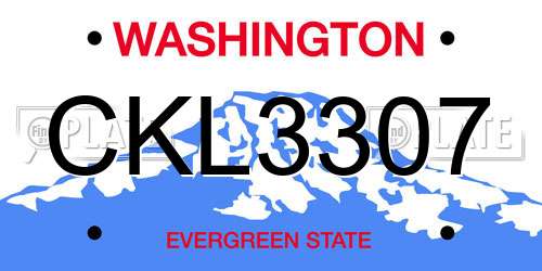 CKL3307 Washington License Plate